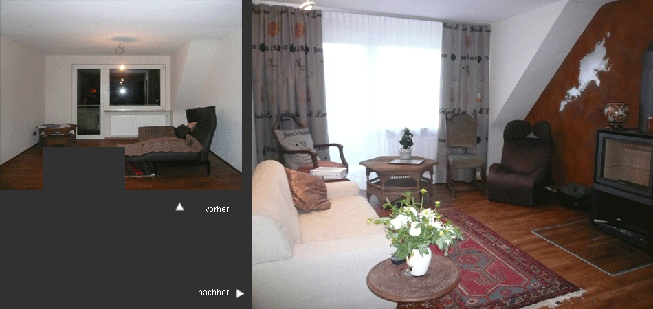 Vorher -Nachher mit etws Farbe wird aus einer sterilen Wohnung ein schönes Ambiente