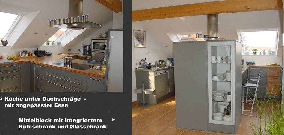  <br> Küche: Schichtstoff licht -und schiefergrau, Arb.platte Multiplex Ahorn